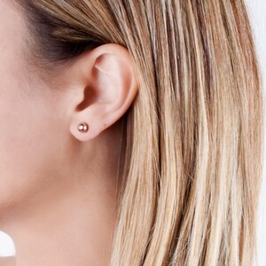 Gold Ball Stud Earrings, Tiny Gold Stud Earrings, Tiny Earrings, Ball Earrings, Minimal Earring, Silver, Rose Gold, 3mm, 4mm, 5mm, 6mm, ER10 image 9