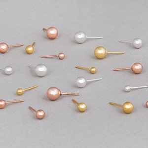 Ball Stud Earrings, Rose Gold Stud Earrings, Tiny Rose Gold Studs, Delicate Gold Earrings, Small Stud Earrings, 3mm, 4mm, 5mm, 6mm, ER10 image 4