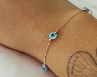 Evil Eye Bracelet, 4 Eye Bracelet, Protection Bracelet, Israeli Jewelry, Blue Eye Bracelet, Sterling Silver, Gold Filled, Rose Gold, BR93