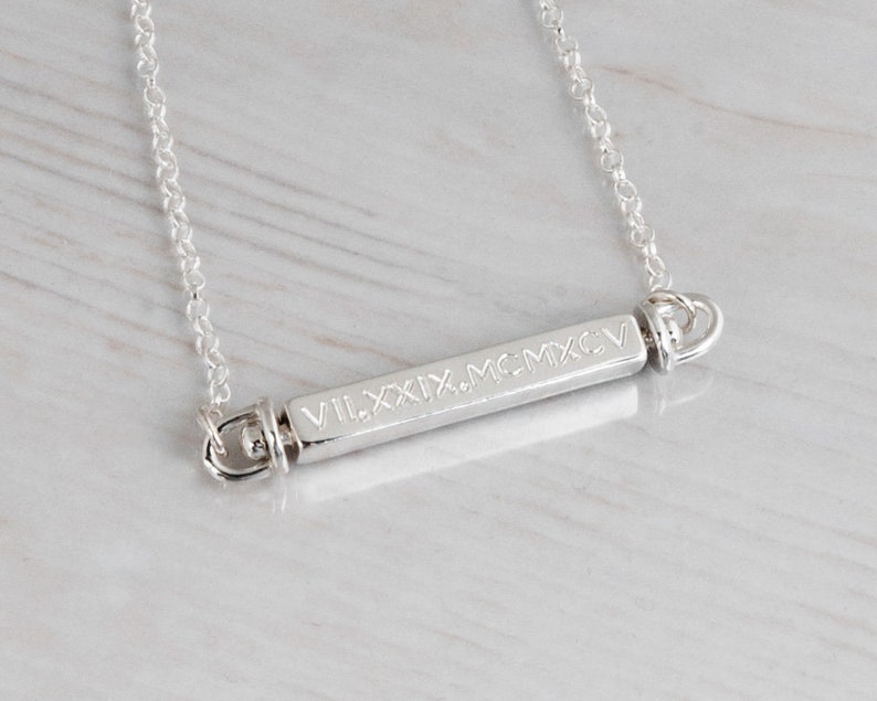 Sterling Silver 4 Sided Bar Necklace Custom Engraved Etsy