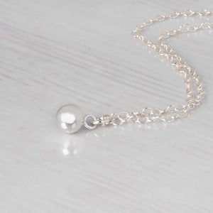 Single Bead Necklace, Tiny Silver Necklace, Ball Necklace, Delicate Necklace, Simple Necklace, Layered Necklace, Sterling Silver, NP1055 image 7