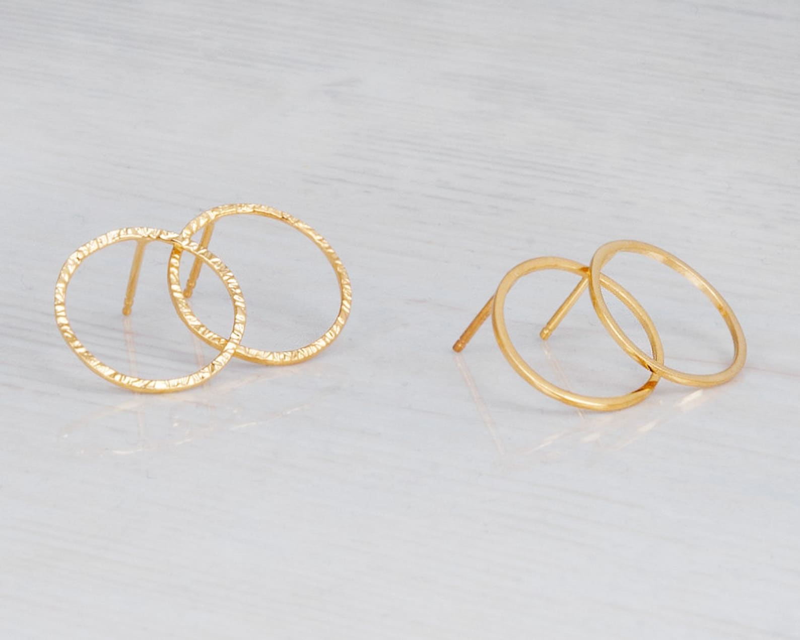 Dainty Gold Earrings Gold Stud Earrings Gold Circle Etsy