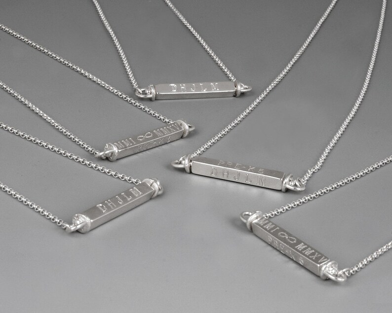 Personalized Bar Necklace Engraved Necklace Family Necklace Etsy