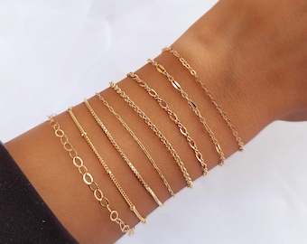 Gold Filled Chain Bracelet, Dainty Chain Stacking Bracelet