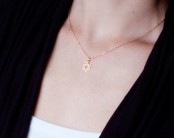 Gold Star Of David Necklace Jewish Star 