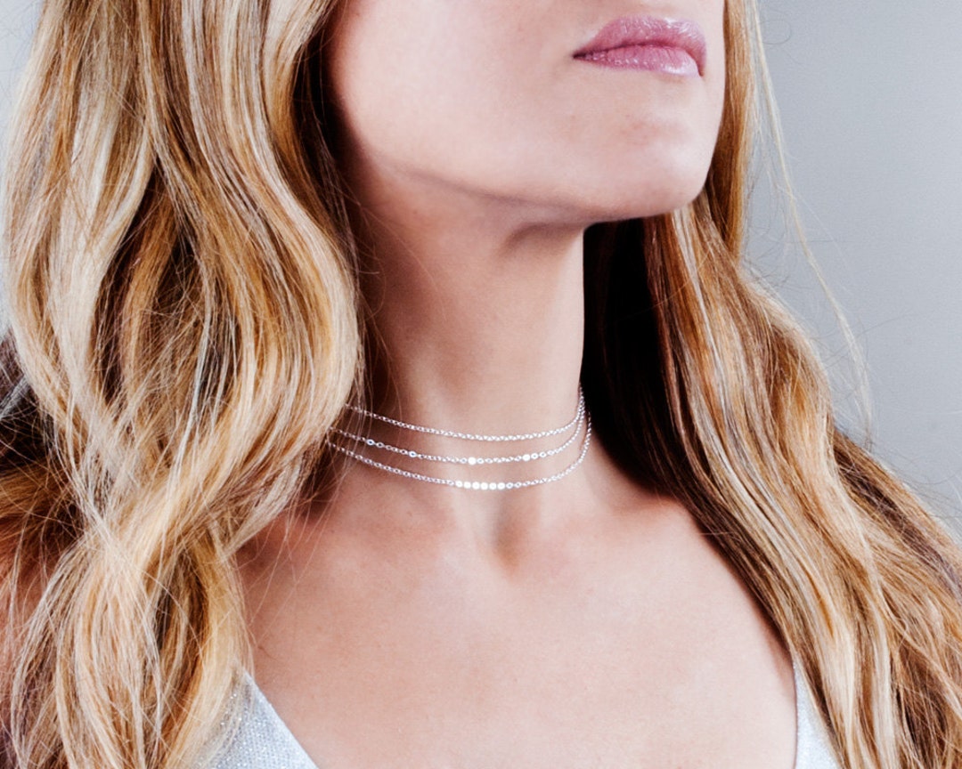 Collier Choker Dainty, Choker en argent sterling, Choker superposé, collier multicposition, collier collier choker, collier simple, NX50014-S - Etsy France