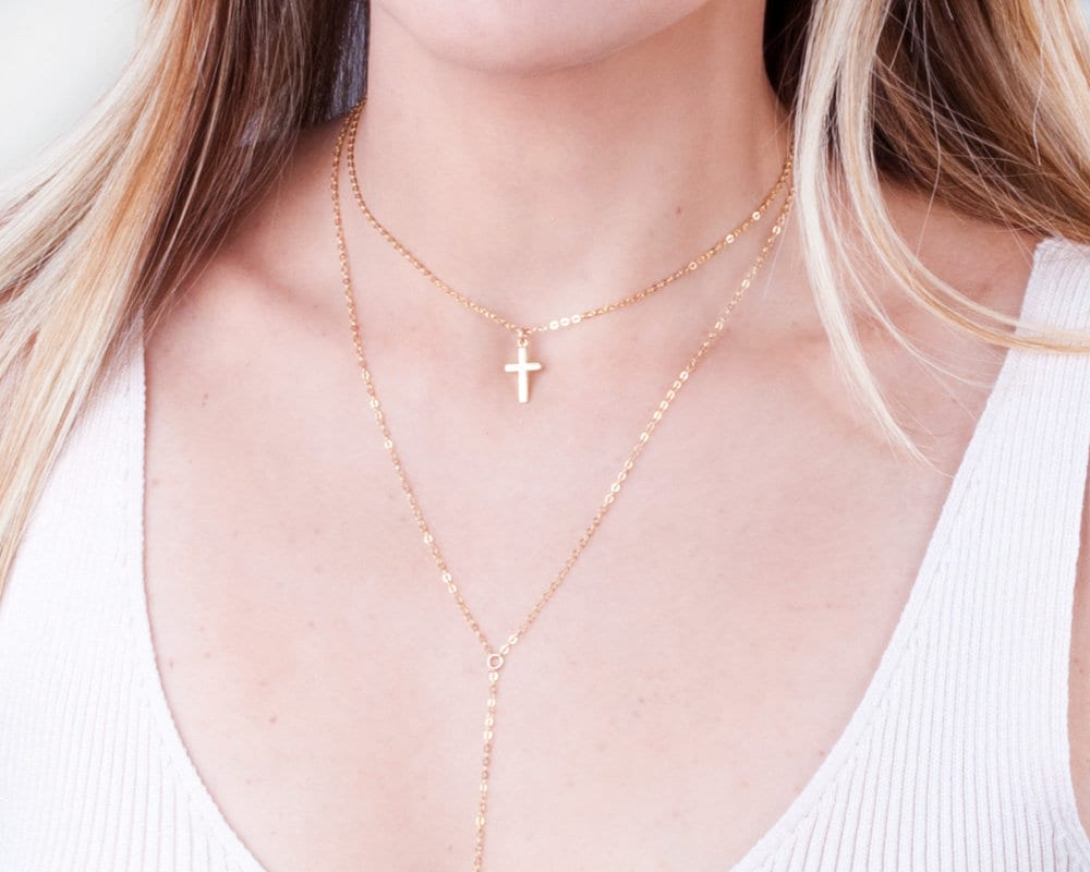 Gold Cross Necklace for Women Small Cross Necklace Delicate Etsy