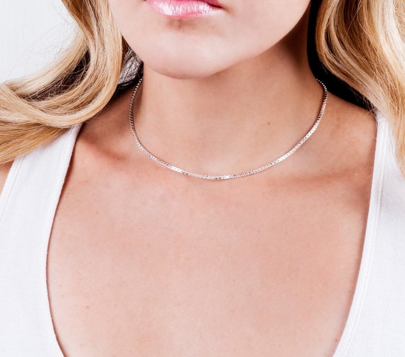 KIKICHIC | NYC | Black Diamond Baguette Tennis Choker Sterling Silver (925)  in 18k Gold