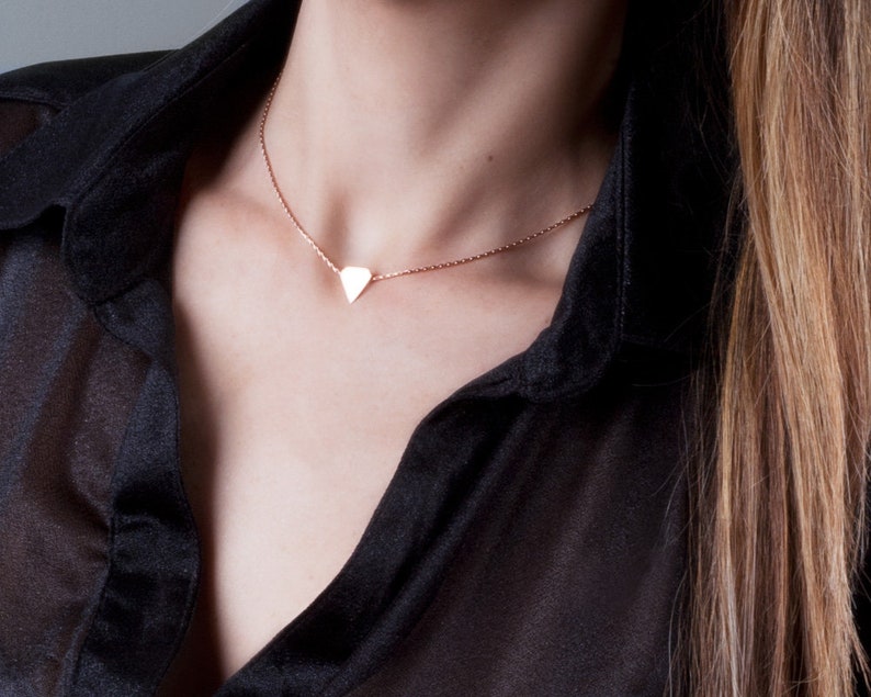 Diamond Shape Necklace, Geometric Choker Necklace, Personalized Choker Necklace, Inital Necklace, Engraved Choker, Gold, Silver, NP1035H image 7