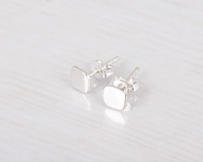 Square Stud Earrings Rose Gold Stud Earrings Geometric Post Etsy