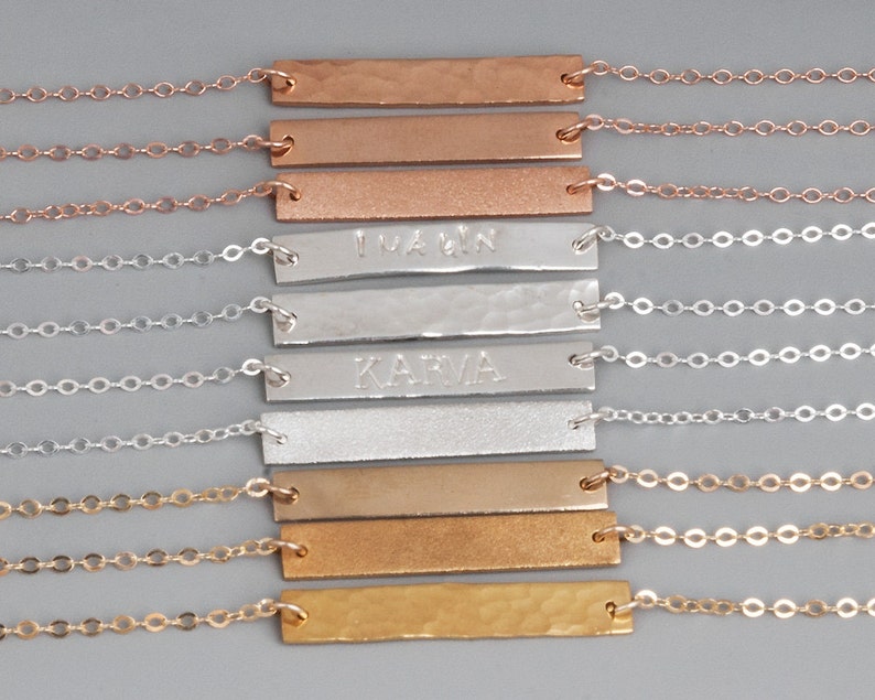 Bar Name Necklace, Bar Necklace Personalized, Hand Stamped Necklace, Custom Necklace, Name Bar, Date Bar Necklace, Gold, Silver, NP1053 image 3