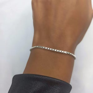 Box Chain Bracelet for Women, Minimalist Silver Bracelet, Layering Bracelet, Everyday Jewelry, Gift for Her, Stackable Bracelet, BR30