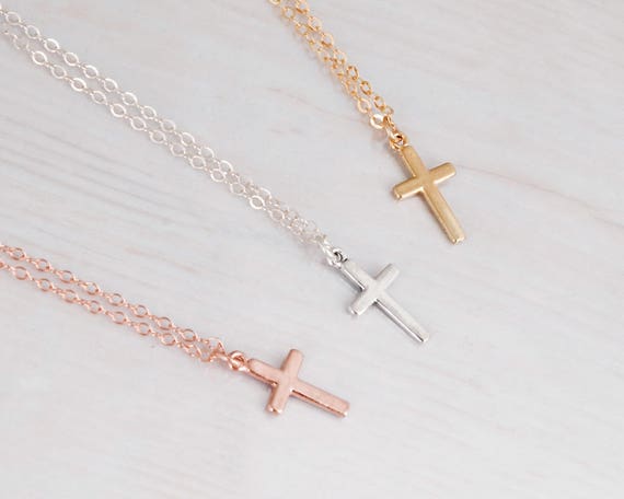 Simple Cross Pendants Necklaces Women Silver Color Chain Choker Neckla