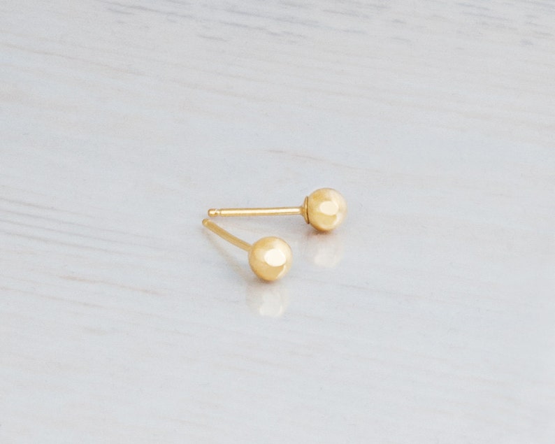 Gold Ball Stud Earrings, Tiny Gold Stud Earrings, Tiny Earrings, Ball Earrings, Minimal Earring, Silver, Rose Gold, 3mm, 4mm, 5mm, 6mm, ER10 image 5