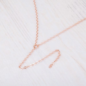 Rose Gold Lariat Necklace, Rose Gold Y Necklace, Dainty Necklace, Minimal Lariat Necklace, Gold Filled, Sterling Silver, NX50013 image 5