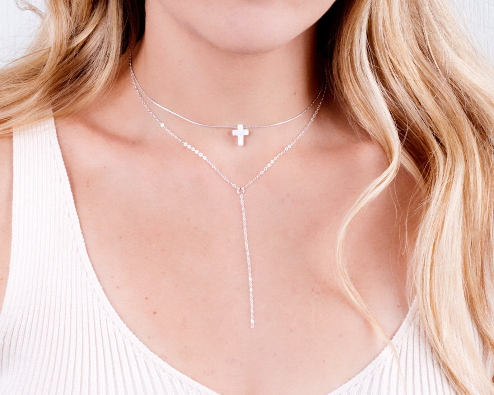 Rose Gold Lariat Necklace Rose Gold Y Necklace Dainty Etsy