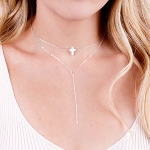 Rose Gold Lariat Necklace, Rose Gold Y Necklace, Dainty Necklace, Minimal Lariat Necklace, Gold Filled, Sterling Silver, NX50013 image 7