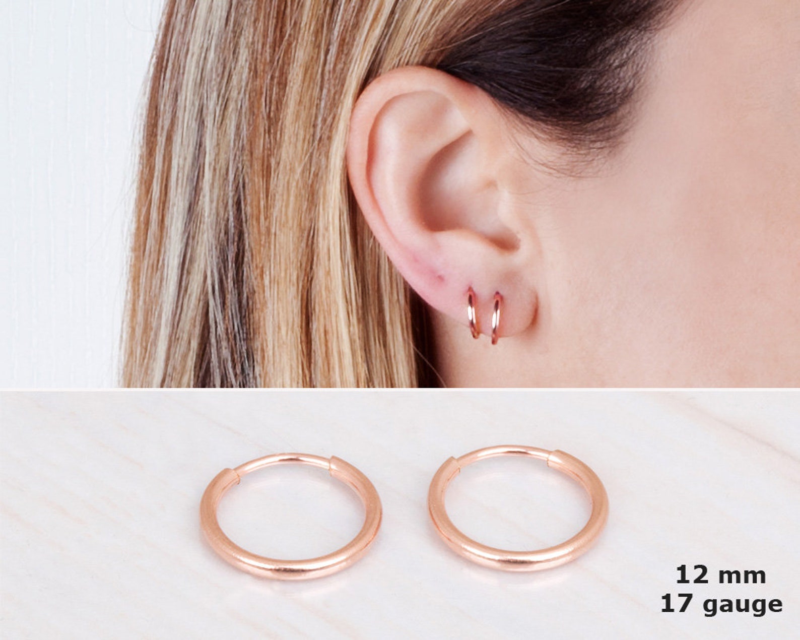Mina Small Hoop Earrings in Rose Gold