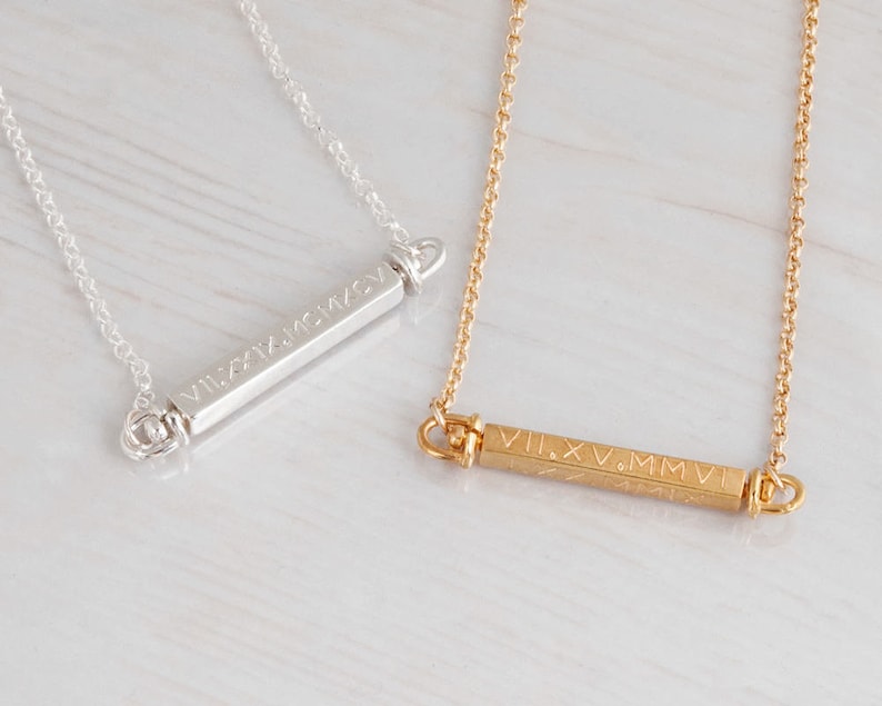 4 Sided Bar Necklace Custom Engraved Necklace Personalized Etsy