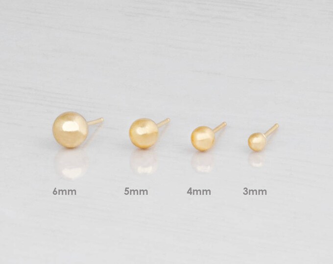 Ball Stud Earrings Rose Gold Stud Earrings Tiny Rose Gold Etsy