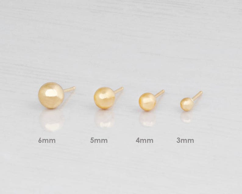 Gold Ball Stud Earrings, Tiny Gold Stud Earrings, Tiny Earrings, Ball Earrings, Minimal Earring, Silver, Rose Gold, 3mm, 4mm, 5mm, 6mm, ER10 image 2