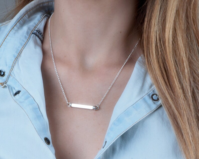 Personalized Bar Necklace Engraved Necklace Family Necklace Etsy