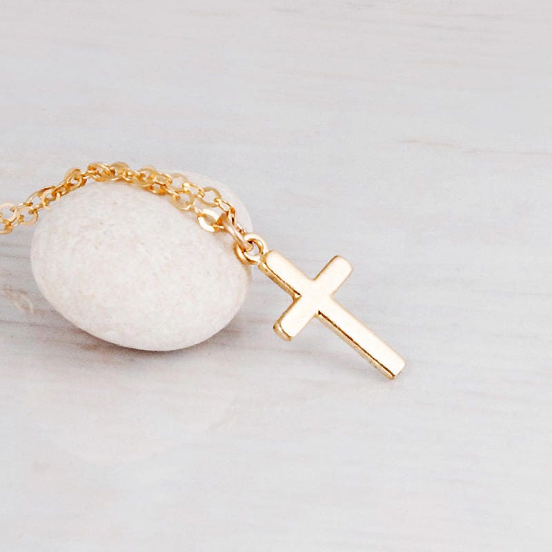 Gold Our Lady Cross Choker Necklace