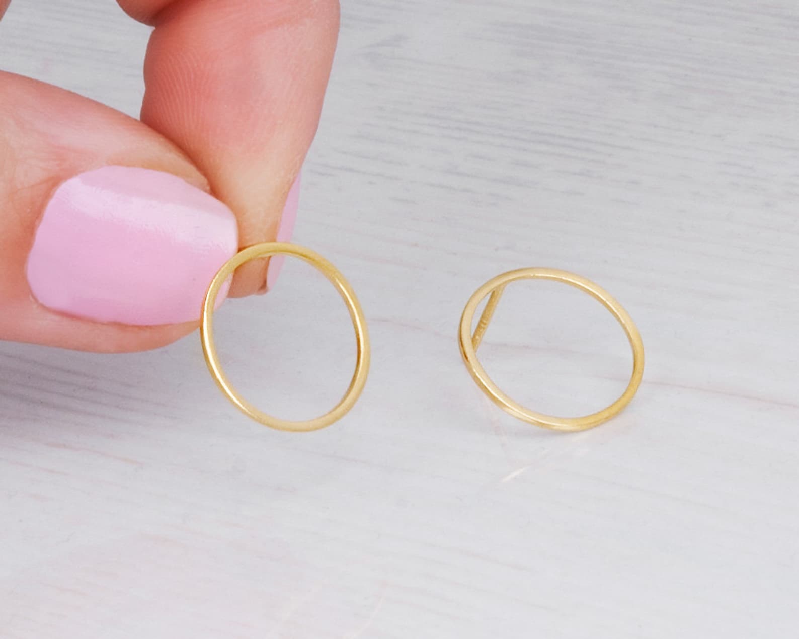 Dainty Circle Drop Earrings in Gold
