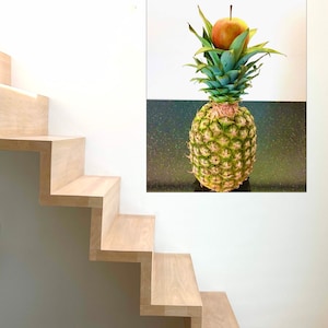 Foodart &quot;Pineapple&quot; print on canvas or alu dibond, gift, fruit on canvas, kitchen decoration, mural, Mother&#39;s Day, poster kitchen