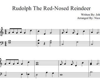 Rudolph The Red Nosed Reindeer Beginner Piano Sheet Music Etsy Rudolph The Red Nosed Reindeer Beginner Piano Sheet Music Etsy