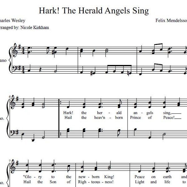 Hark! The Herald Angels Sing - Easy Piano Sheet Music