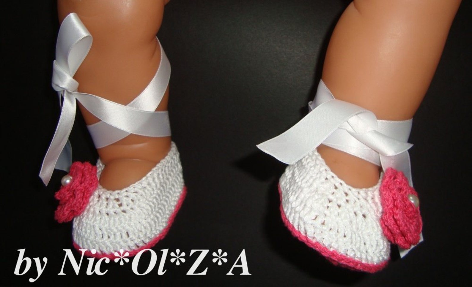 baby girl handmade crochet white with flower & ribbon ballet shoes booties slipper 0 -3 months baby girl handmade crochet white with flower & ribbon ballet shoes booties slipper 0 -3 months