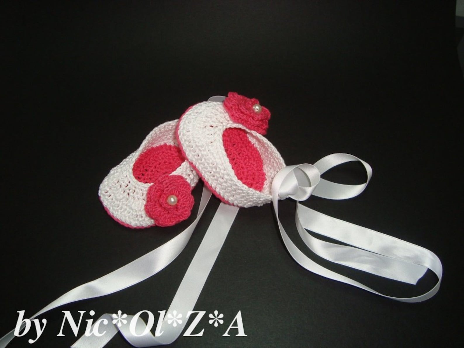 baby girl handmade crochet white with flower & ribbon ballet shoes booties slipper 0 -3 months baby girl handmade crochet white with flower & ribbon ballet shoes booties slipper 0 -3 months