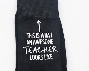 Personalised Teacher Socks – Custom Text Gift Socks – End of Year Teacher Appreciation Gift – Funny & Practical Personalised Present