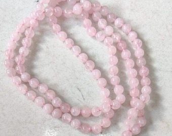 Mala 108 perles en quartz rose - pierres véritables.