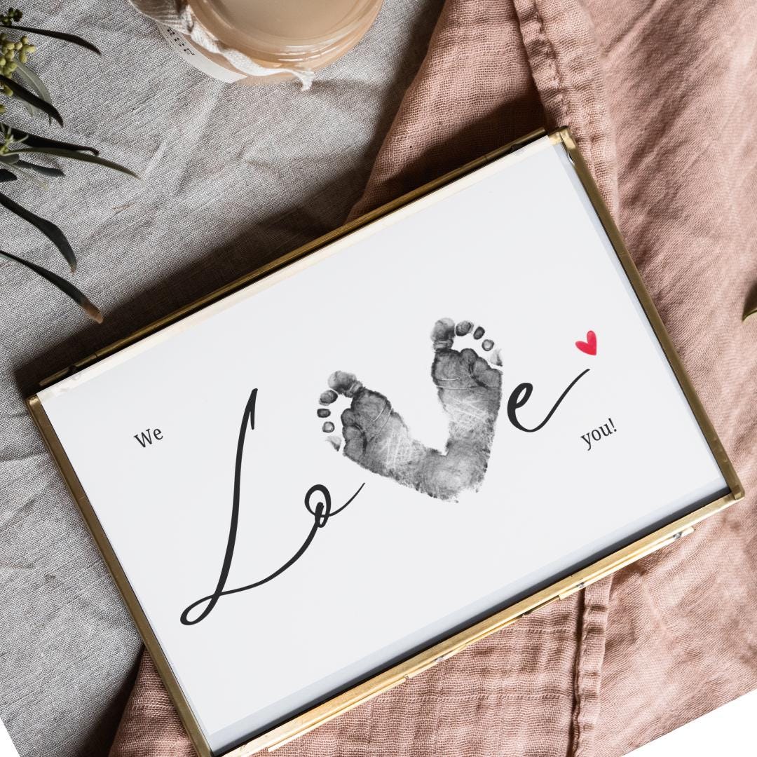 We Love You Valentine’s Day Footprint Keepsake - Digital Download Art ...