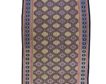 3'.8" x 6'.10" Hand-Woven Sumak Afghan Tribal Design Handmade 100% Wool Rug CW-597-SF