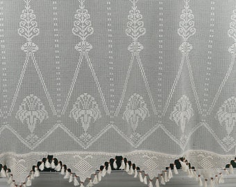 Crochet Curtain Panel Shabby Chic Floral Curtains Custom Size Cottage Drapery for Livingroom, Bedroom  Sheer Lace Curtain