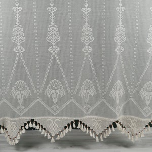 Crochet Curtain Panel Shabby Chic Floral Curtains Custom Size Cottage Drapery for Livingroom, Bedroom  Sheer Lace Curtain