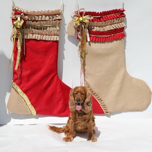 Christmas Stockings, Shabby Chic, Burlap Stocking Set, Shabby Chic Stocking, Farmhouse Decor,Family Stockings, Monogrammed Stockings,