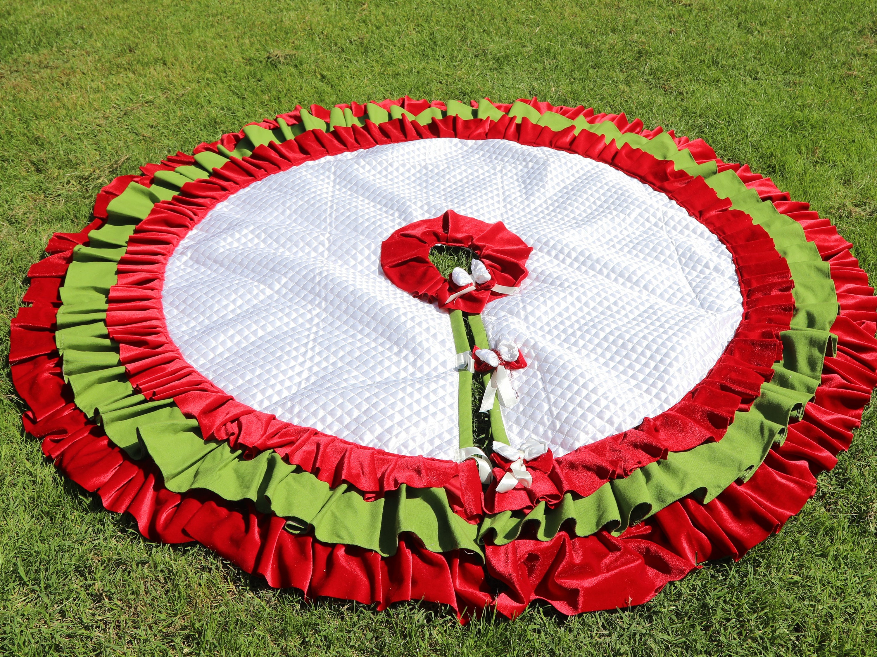 Red And Silver Christmas Tree Skirt 