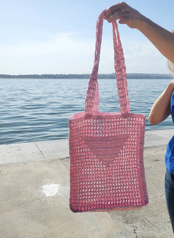 Crochet Net Tote Woven Beach Bag for Women Luxury Raffia - Etsy