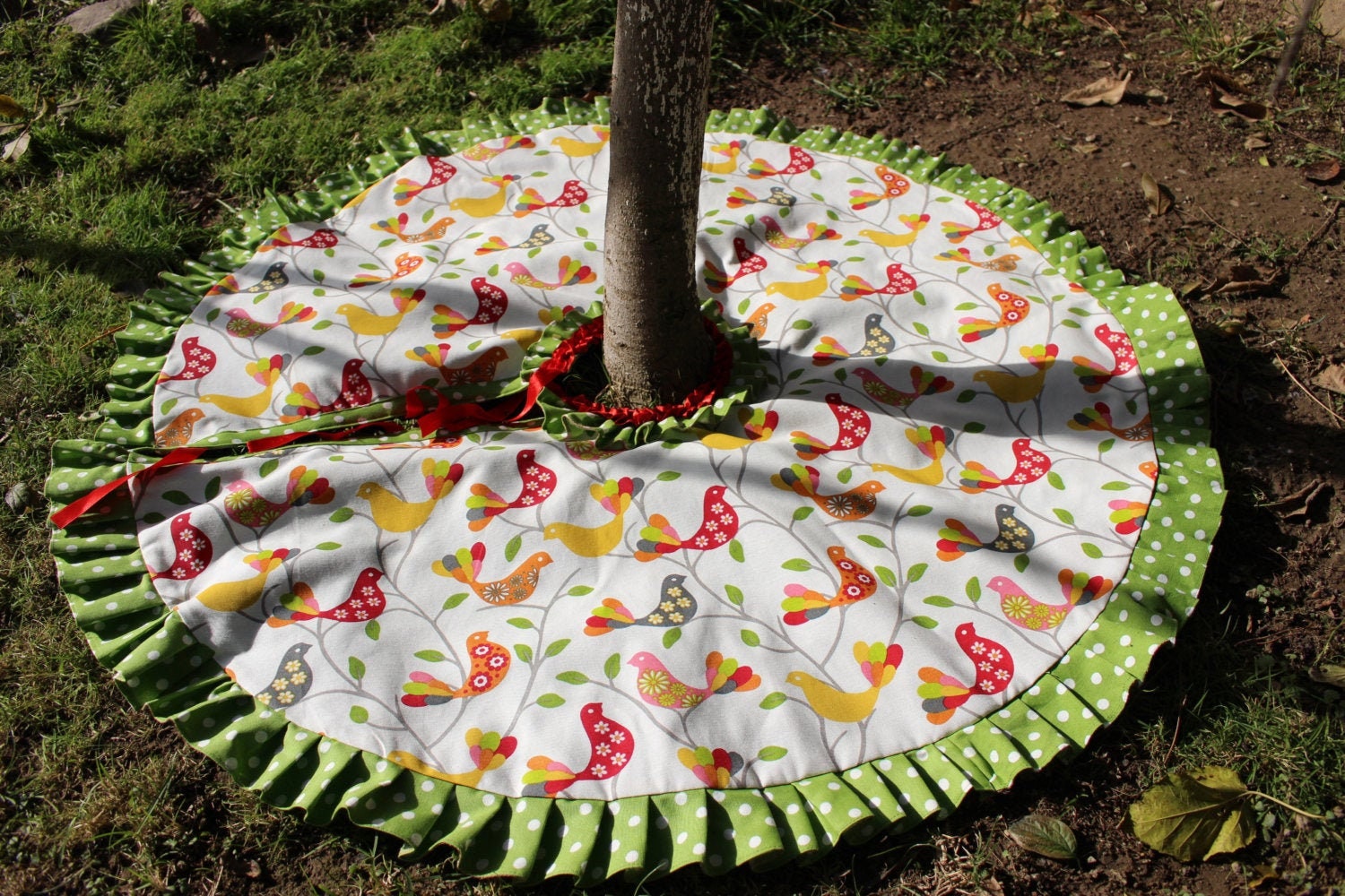 Bird Tree Skirt Bird Christmas Decor Ruffled Tree Skirt Etsy