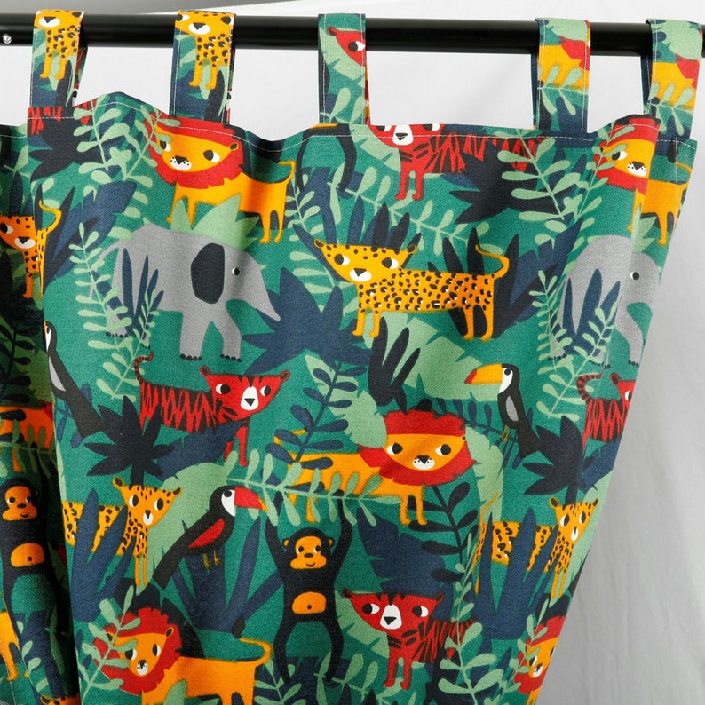 Kids Curtains Jungle Nursery Decor Toucan Lion Palm Leaf Safari Baby Shower Tropical Curtains Baby Curtains Monkey Animal Curtains