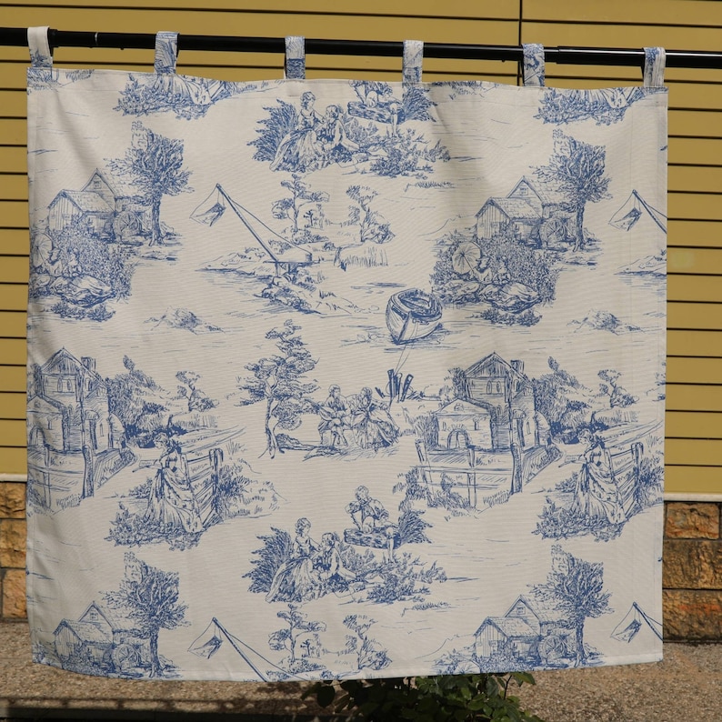 Toile Curtains Blue Curtains French Toile Custom Curtains Living Room Curtains Toile De jouy French Country Home Victorian Curtains