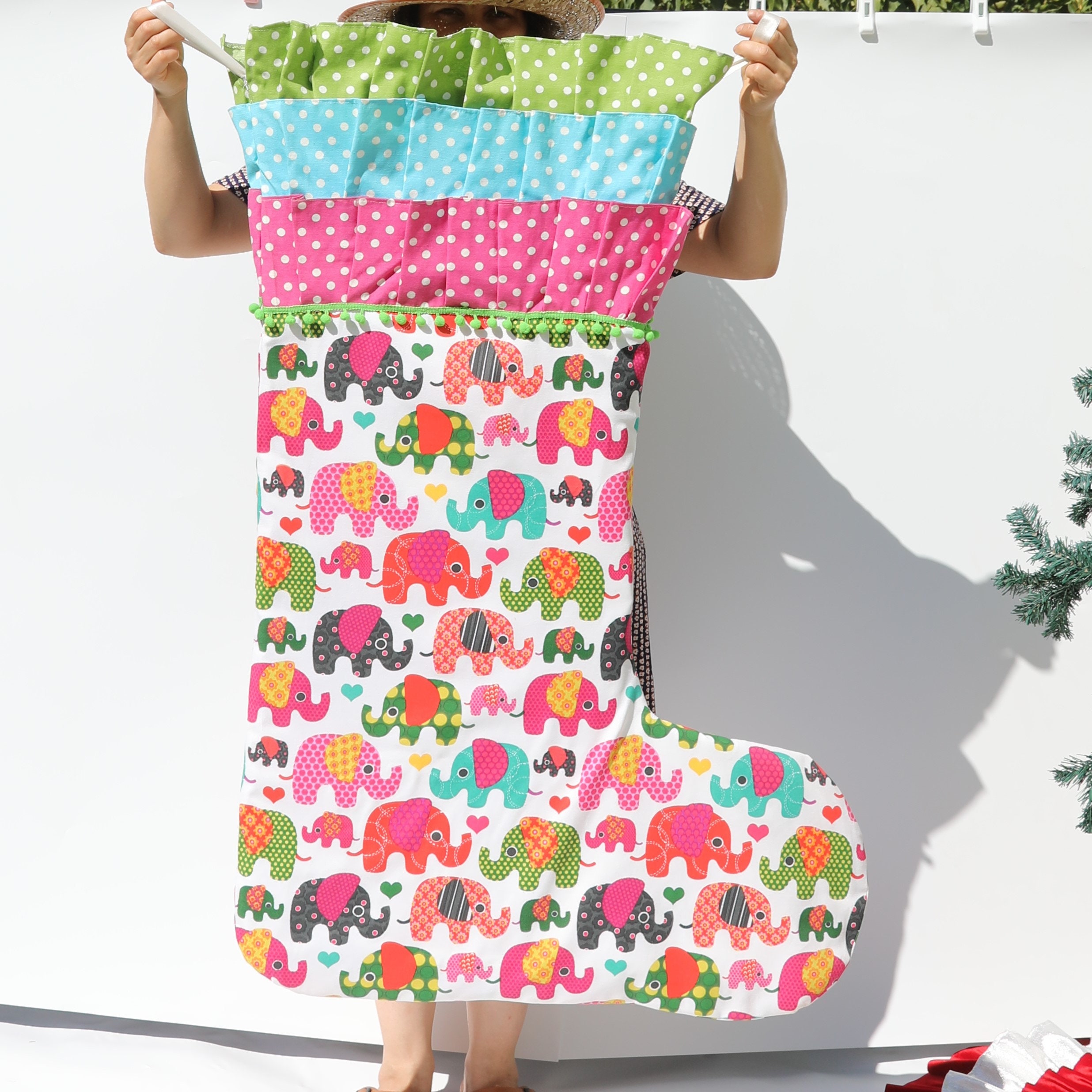 Kids Christmas Stocking Elephant Stocking Ruffled Stocking - Etsy