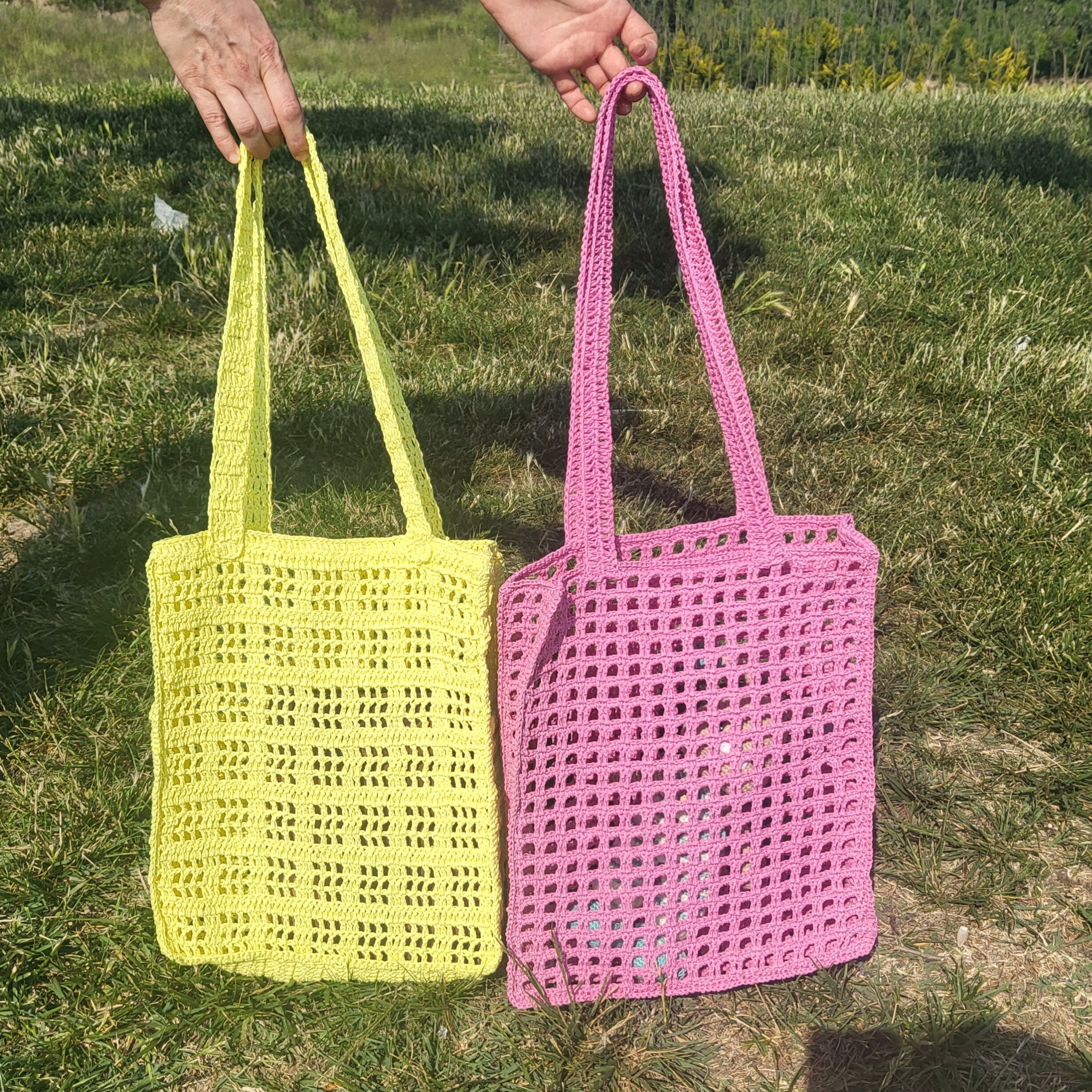 Crochet Raffia Tote Yellow Tote Bag Net Bag for Women Noen - Etsy