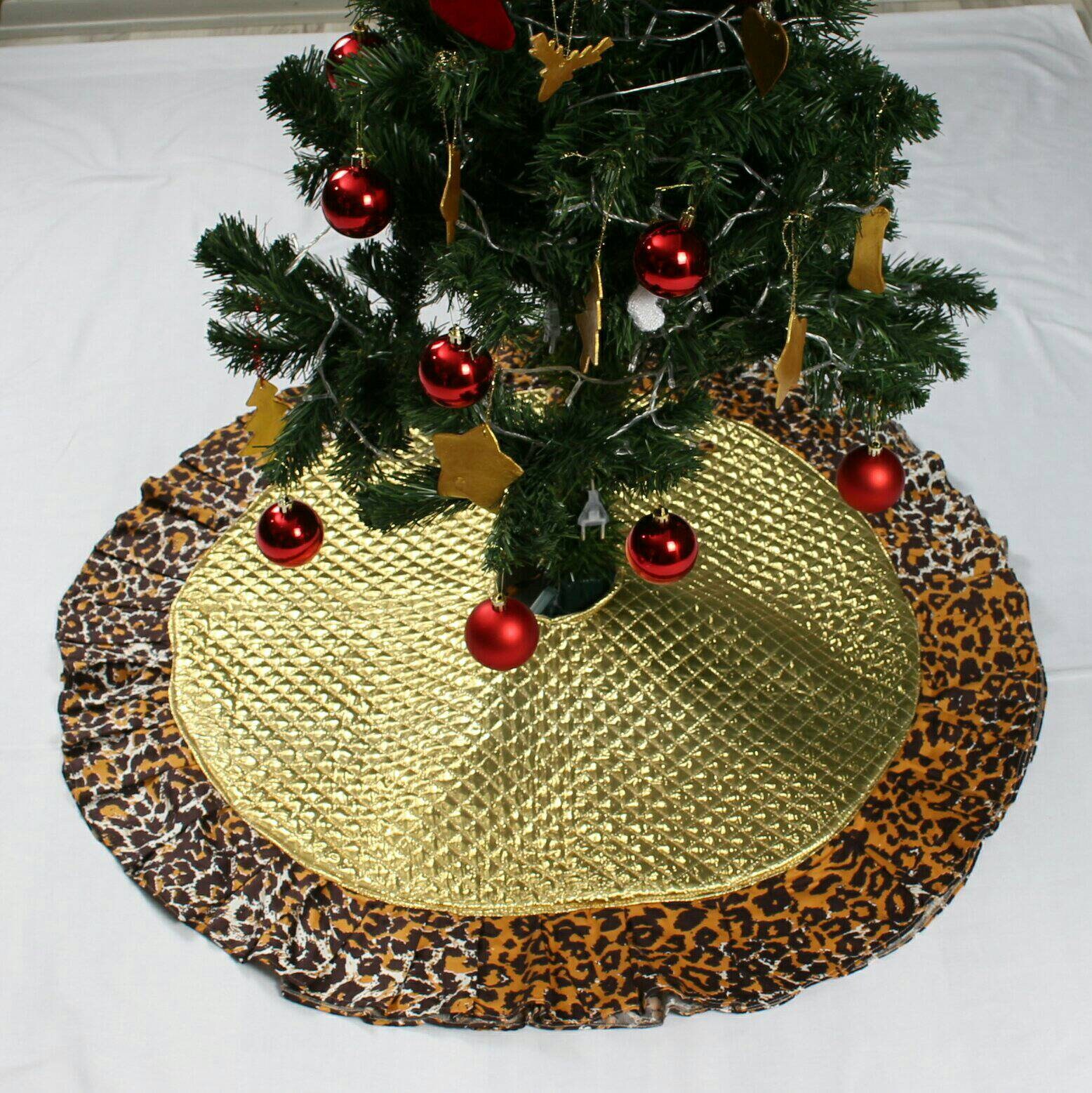 Leopard Tree Skirt Reversible Tree Skirt Burlap Gold Tree Etsy