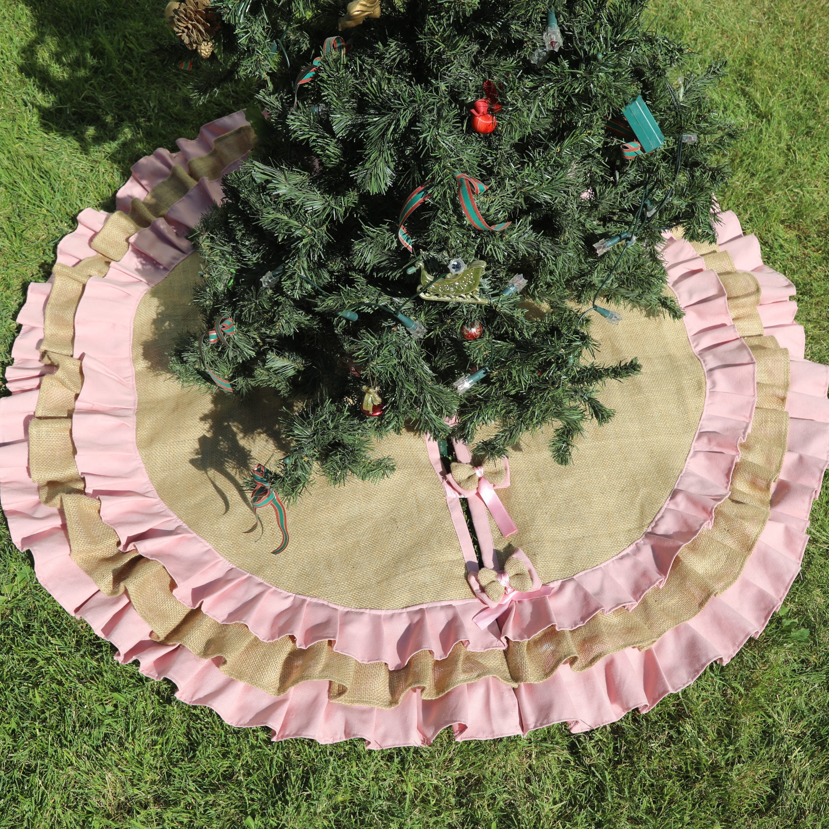 Pink skirt for christmas tree sale