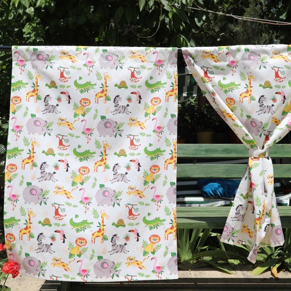 Kids Curtains Safari Nursery Decor Nursery Curtains Zoo Etsy